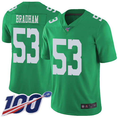 Men Philadelphia Eagles 53 Nigel Bradham Limited Green Rush Vapor Untouchable NFL Jersey 100th Season